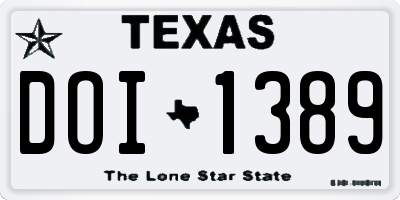 TX license plate DOI1389