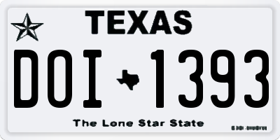 TX license plate DOI1393