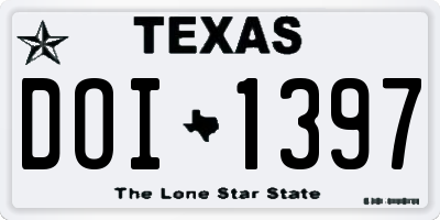 TX license plate DOI1397