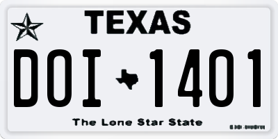 TX license plate DOI1401