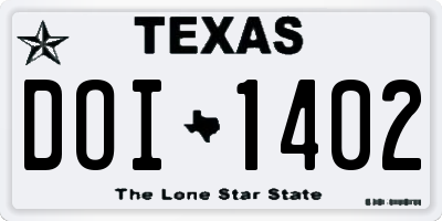 TX license plate DOI1402