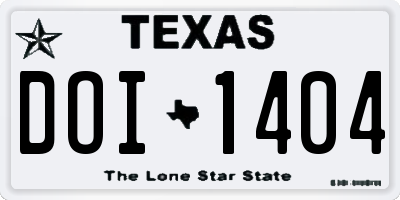 TX license plate DOI1404