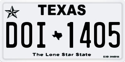 TX license plate DOI1405