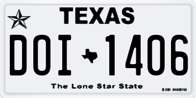 TX license plate DOI1406
