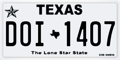 TX license plate DOI1407