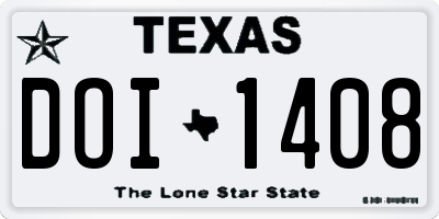 TX license plate DOI1408