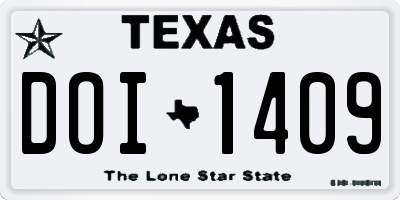 TX license plate DOI1409