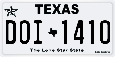 TX license plate DOI1410