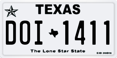 TX license plate DOI1411