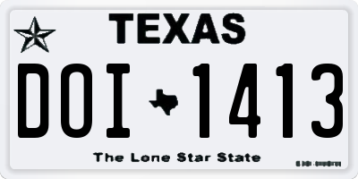 TX license plate DOI1413