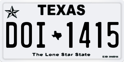 TX license plate DOI1415