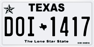 TX license plate DOI1417