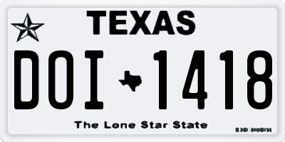 TX license plate DOI1418