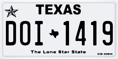 TX license plate DOI1419