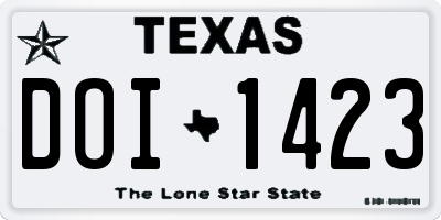 TX license plate DOI1423