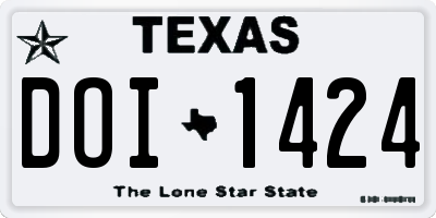 TX license plate DOI1424