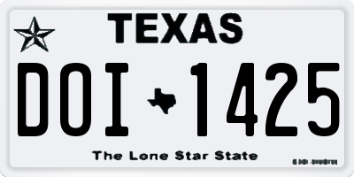 TX license plate DOI1425