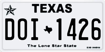 TX license plate DOI1426