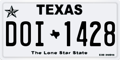 TX license plate DOI1428