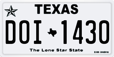 TX license plate DOI1430