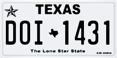 TX license plate DOI1431