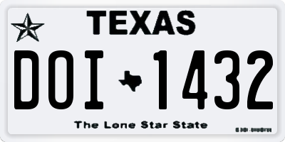 TX license plate DOI1432