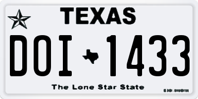 TX license plate DOI1433