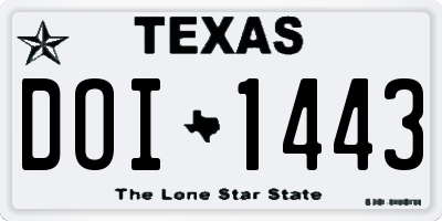 TX license plate DOI1443