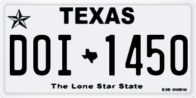 TX license plate DOI1450