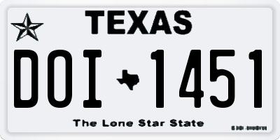 TX license plate DOI1451