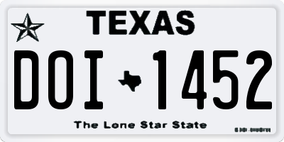 TX license plate DOI1452