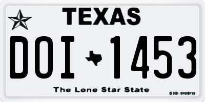 TX license plate DOI1453