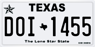 TX license plate DOI1455