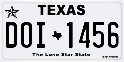 TX license plate DOI1456