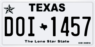 TX license plate DOI1457