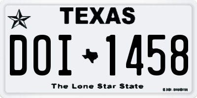 TX license plate DOI1458