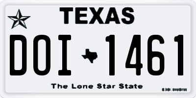 TX license plate DOI1461
