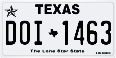TX license plate DOI1463