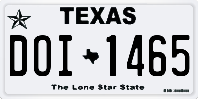 TX license plate DOI1465