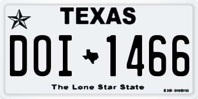 TX license plate DOI1466