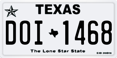 TX license plate DOI1468