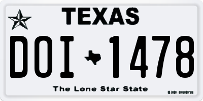 TX license plate DOI1478