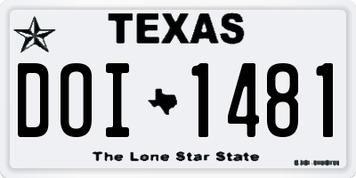 TX license plate DOI1481