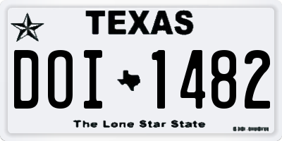 TX license plate DOI1482