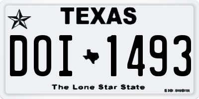 TX license plate DOI1493