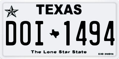 TX license plate DOI1494