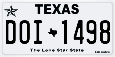 TX license plate DOI1498