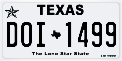 TX license plate DOI1499
