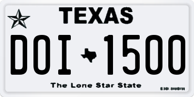 TX license plate DOI1500