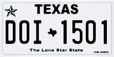TX license plate DOI1501